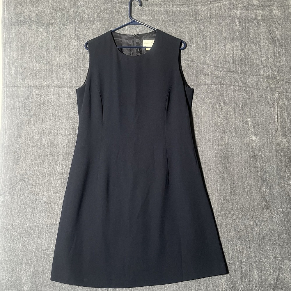 Vintage Casual Corner Black Sleeveless Sheath Dress Women's Size 14 90s Career